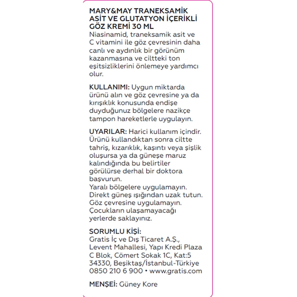 Mary & May traneksamik Asit + Glutatyon eye